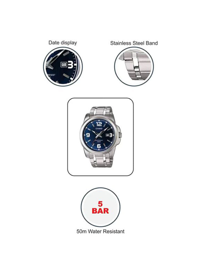 Casio Enticer MTP-1314D-2AVDF Men’s Analog Stainless Steel Watch – Blue Dial & Silver Strap
