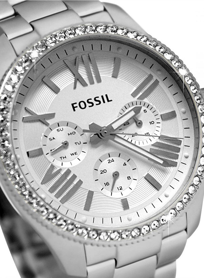 Fossil AM4481 Women’s Analog Dress Watch – Silver Stainless Steel Bracelet