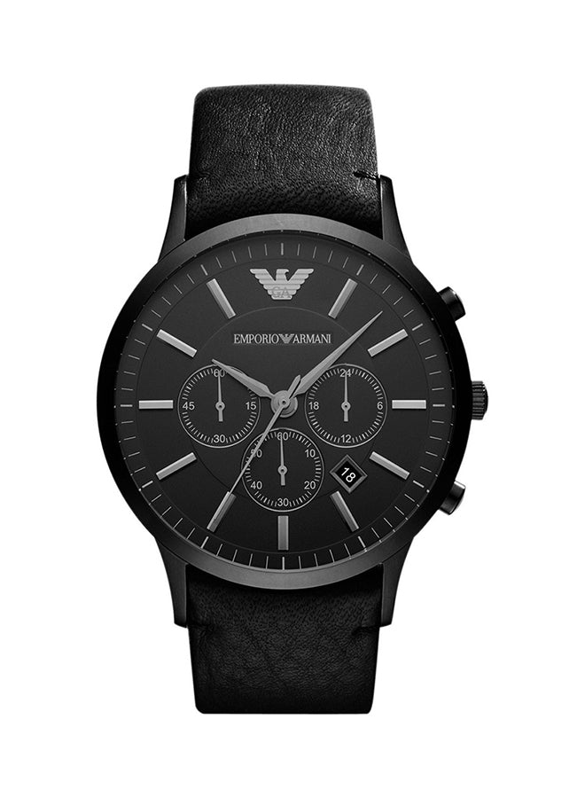 Emporio Armani Renato XLarge Men’s Watch AR2461 – Black Dial, Genuine Leather Strap, 47mm