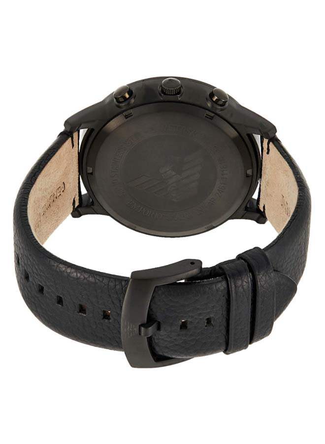 Emporio Armani Renato XLarge Men’s Watch AR2461 – Black Dial, Genuine Leather Strap, 47mm