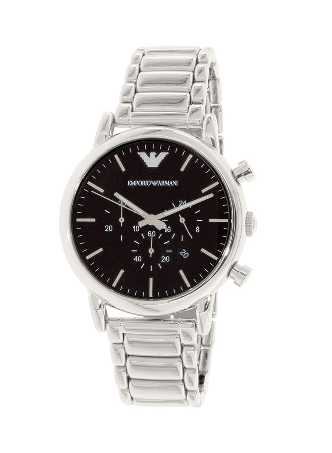 Emporio Armani Classic Chronograph Watch for Men AR1894 – Black Dial, Silver Stainless Steel, 46mm