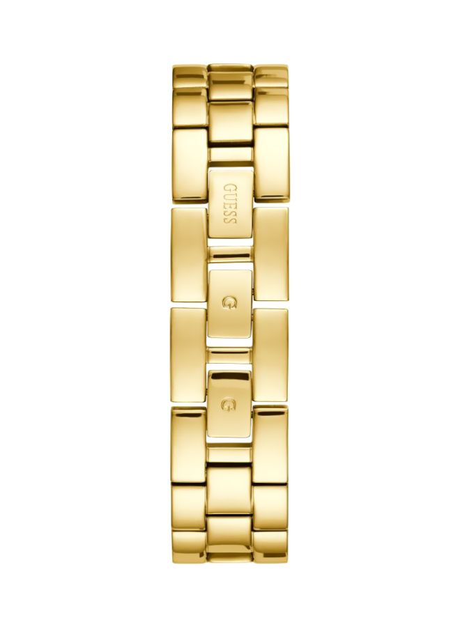 GUESS Women’s Aurora W1288L2 Gold-Tone Stainless Steel Watch – Crystal Bracelet & Glitter Dial, 36mm
