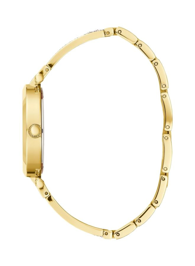 GUESS Women’s Aurora W1288L2 Gold-Tone Stainless Steel Watch – Crystal Bracelet & Glitter Dial, 36mm