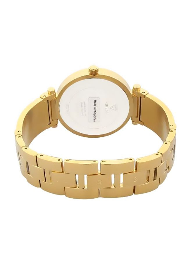 GUESS Women’s Aurora W1288L2 Gold-Tone Stainless Steel Watch – Crystal Bracelet & Glitter Dial, 36mm
