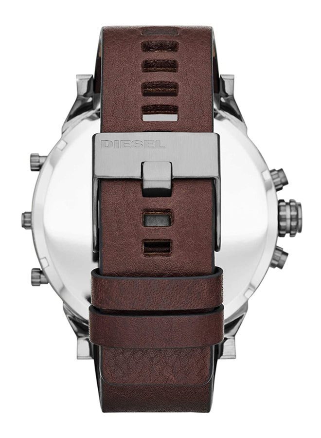 Diesel Mr. Daddy Men’s Watch DZ7314 – Blue Dial, Brown Genuine Leather Strap, Multifunction Quartz, 57×66mm