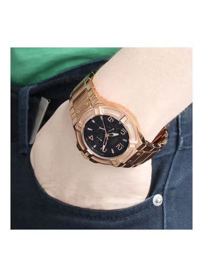 GUESS Rigor Men's Chronograph Watch W0218G3 with Black Dial, Gold-Tone Stainless Steel Bracelet – 45mm