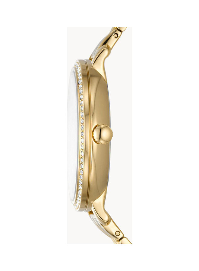 Women's Stainless Steel Analog Watch ES5167 – Elegant Gold Strap with White Dial, Quartz Movement & 30M Water Resistance