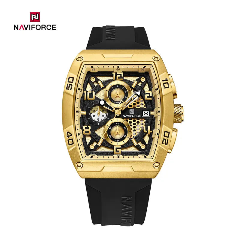 Naviforce NF8052 G/G/B Luminous Hollow Dial Barrel-shaped Sports Watch