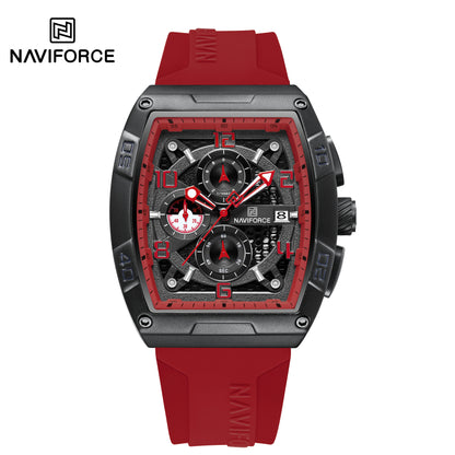 Naviforce NF8052 B/R/R Luminous Hollow Dial Barrel-shaped Sports Watch