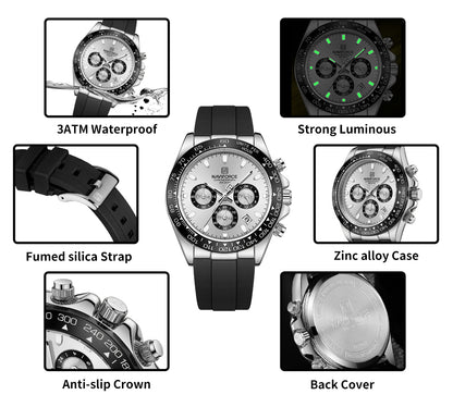 Naviforce NF8054 – Sleek Racing Timepiece | Metallic Elegance & Luminous Performance