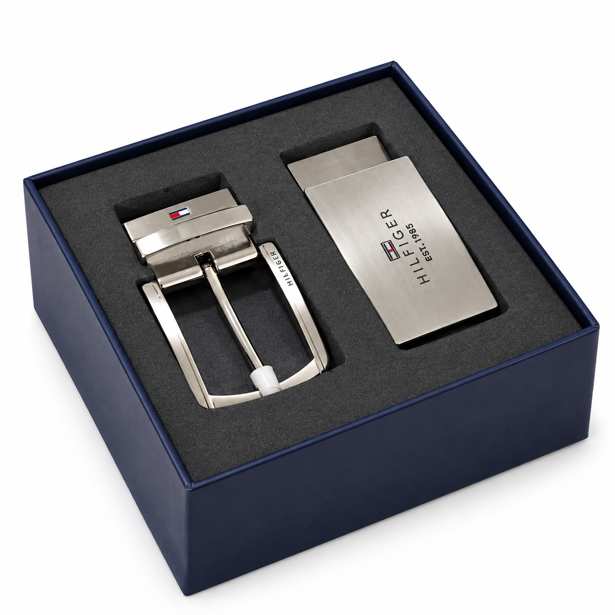 Tommy Hilfiger Men's Reversible Genuine Leather Belt Set with 2 Interchangeable Buckles #01