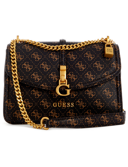 GUESS G James 4G Logo Handbag – Brown Quilted Faux Leather with Gold Hardware