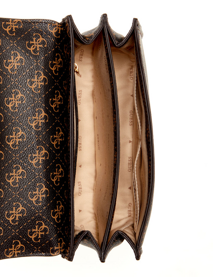 GUESS G James 4G Logo Handbag – Brown Quilted Faux Leather with Gold Hardware