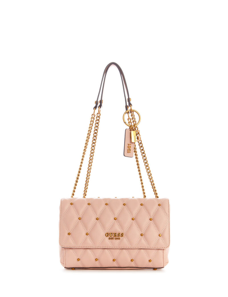 GUESS Triana Mini Crossbody Bag – Luxe Quilted Faux Leather in Pink #49
