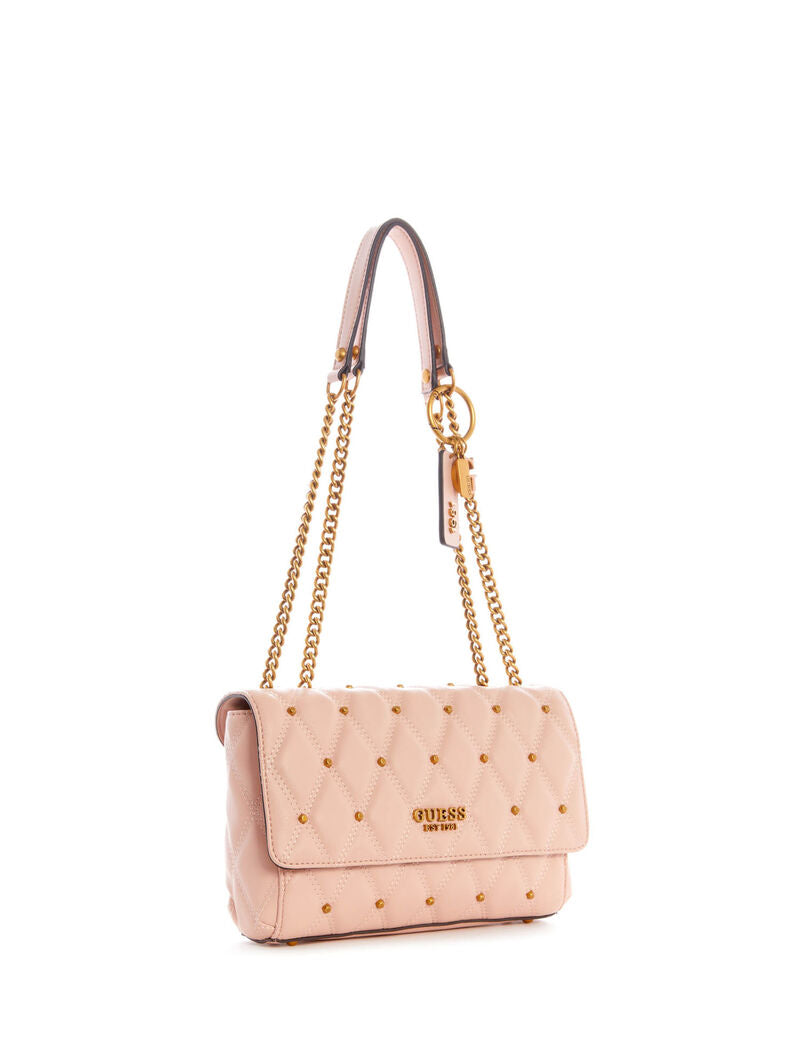 GUESS Triana Mini Crossbody Bag – Luxe Quilted Faux Leather in Pink #49