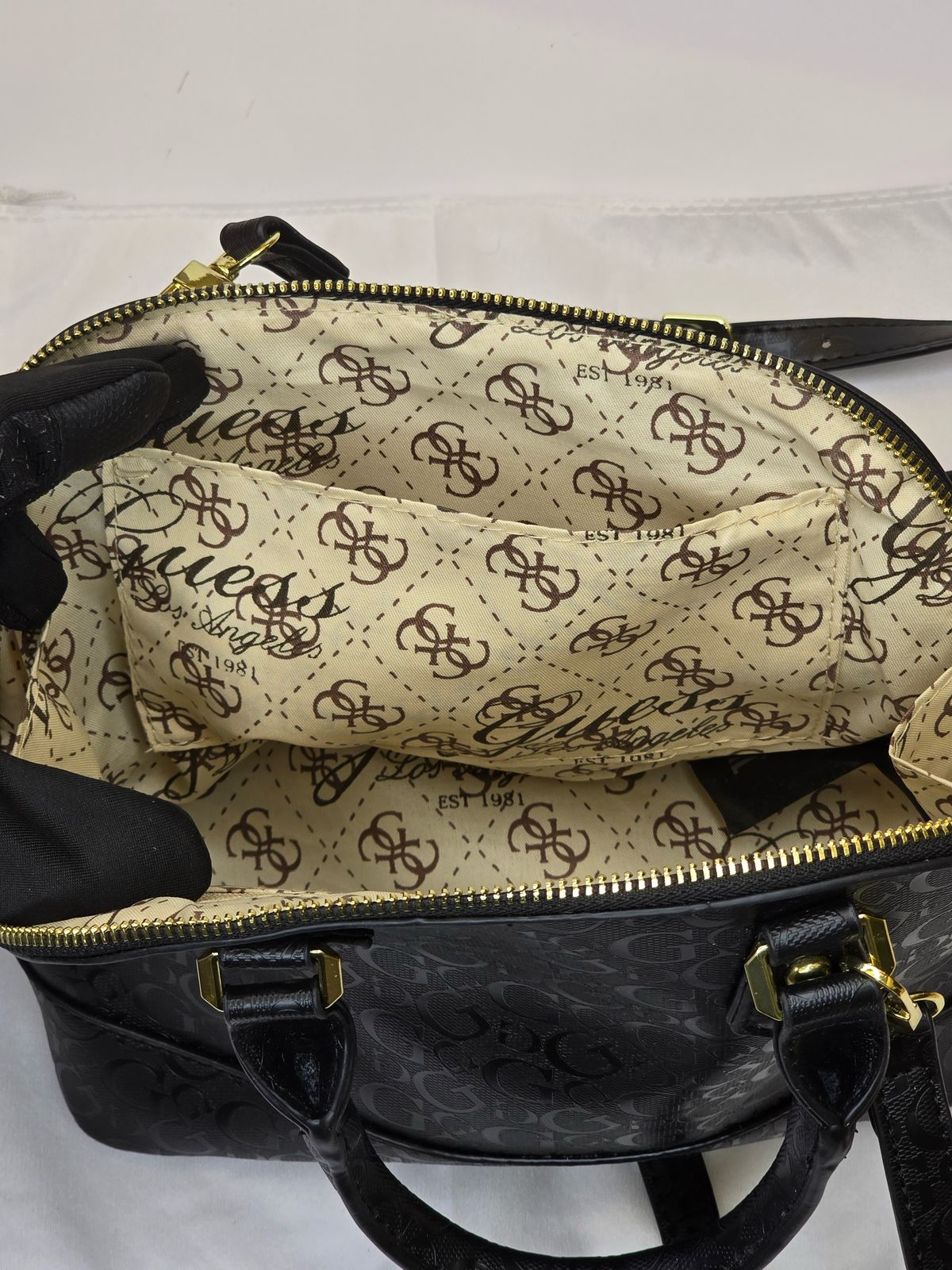 GU Dome Satchel Black Monogram Bag For Women #125