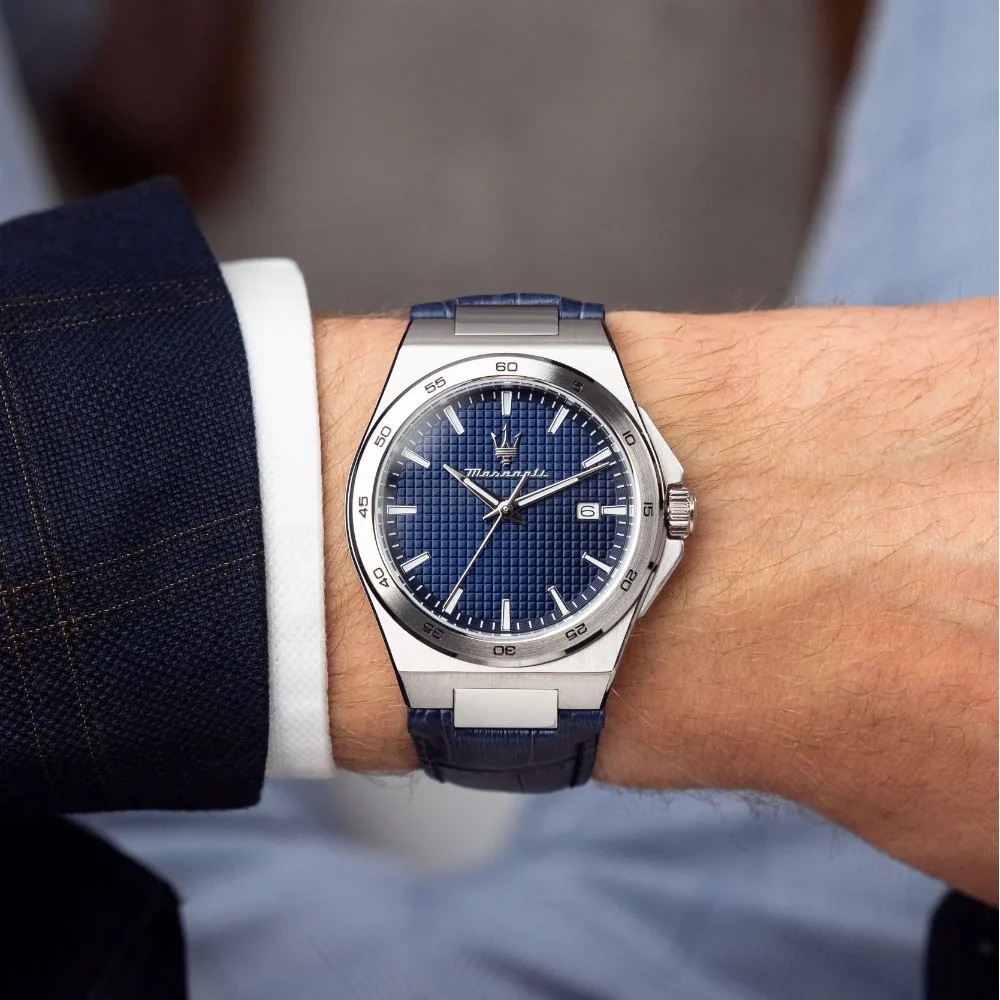 Maserati Velocita Men's Watch R8851153002, Blue Dial, Leather Strap
