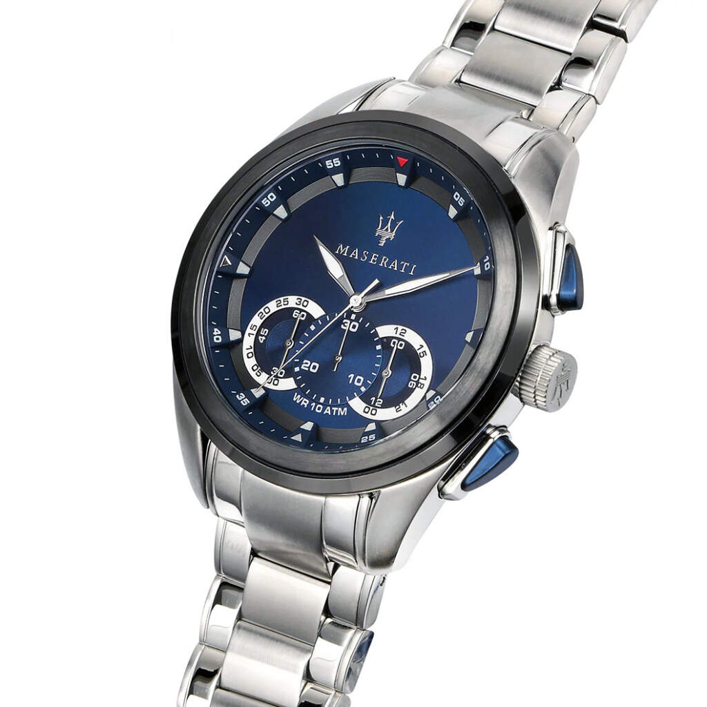 Maserati Traguardo R8873612039 Men’s Chronograph Stainless Steel Watch – 45mm Blue Dial Sport Style