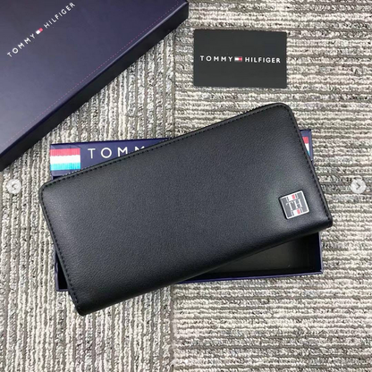 TH Long Black Leather Wallet For Unisex 35#