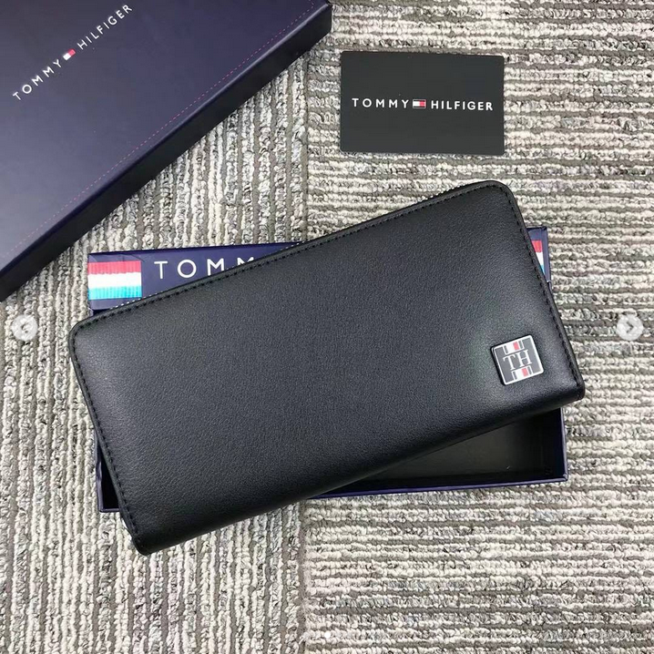 TH Long Black Leather Wallet For Unisex 35#