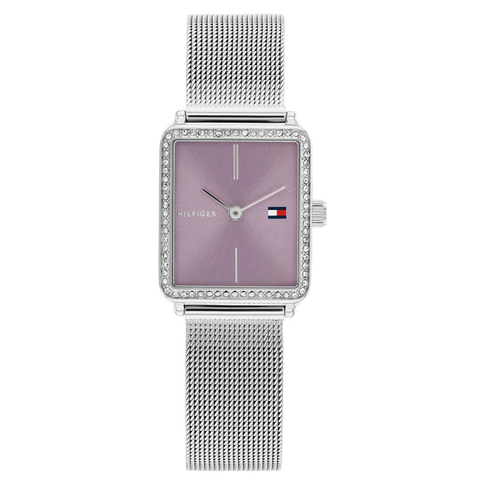 Tommy Hilfiger Women’s Stainless Steel Mesh Watch – Purple Dial, Crystal Accents (1782790)
