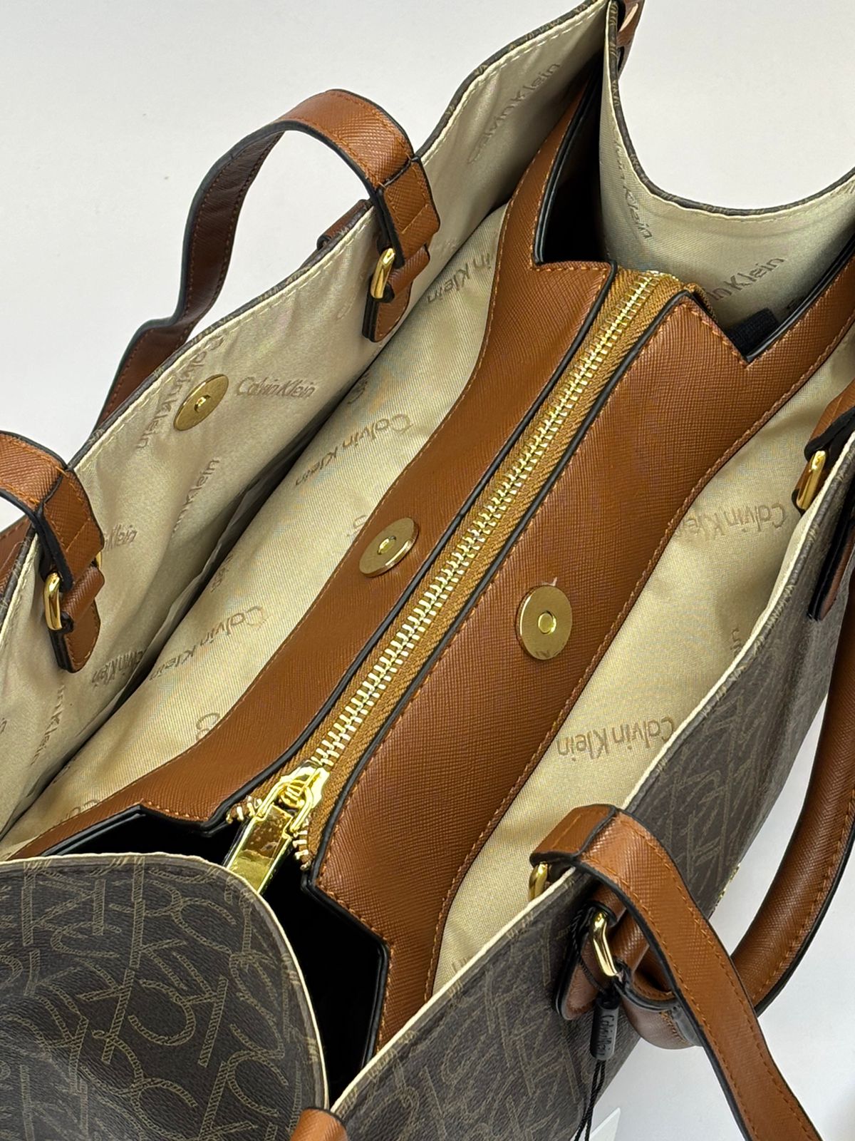CK Brown Monogram Leather Bag For Women #11