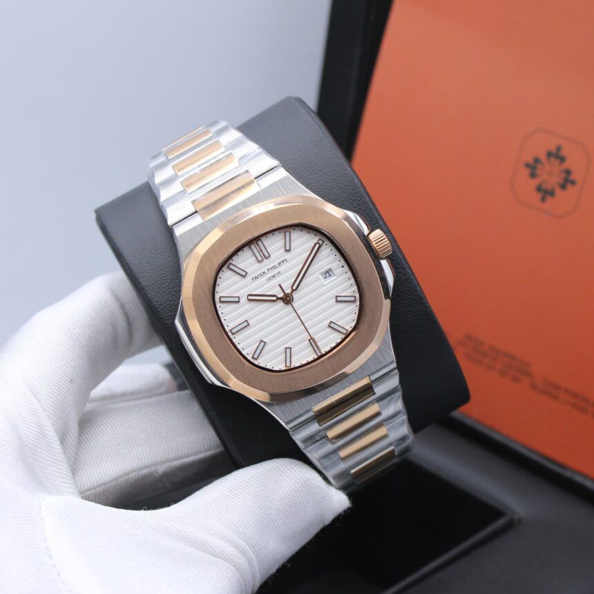 Patek Philippe Nautilus For Men 5711/1A - Two Tone With White Dial