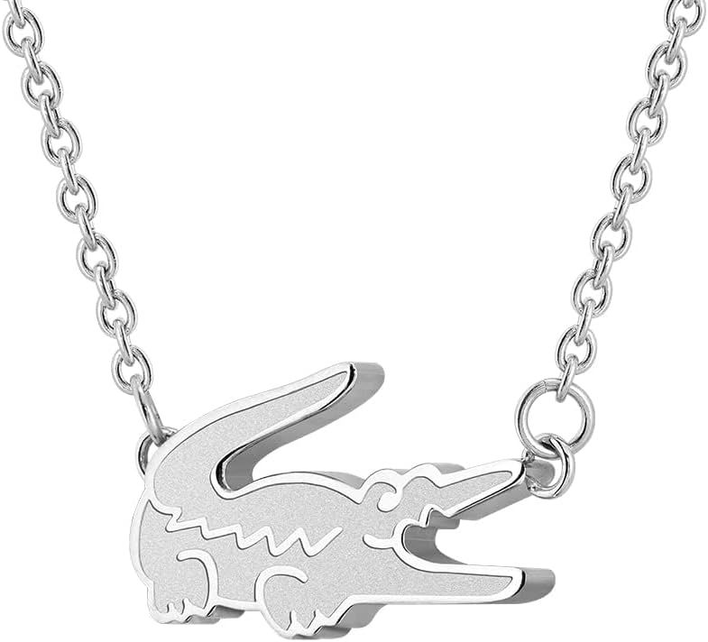 Lacoste Women's Silver-Tone Crocodile Logo Chain Bracelet
