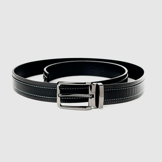 TH x MB Black Leather Belt For Men 24#