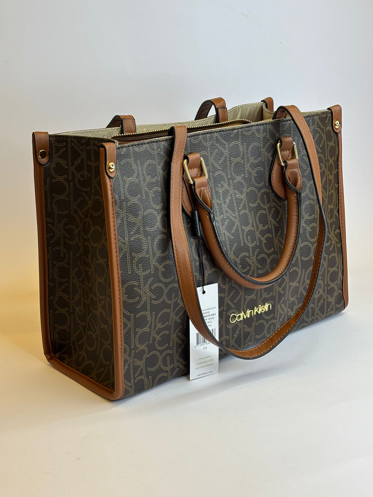 CK Brown Monogram Leather Bag For Women #11