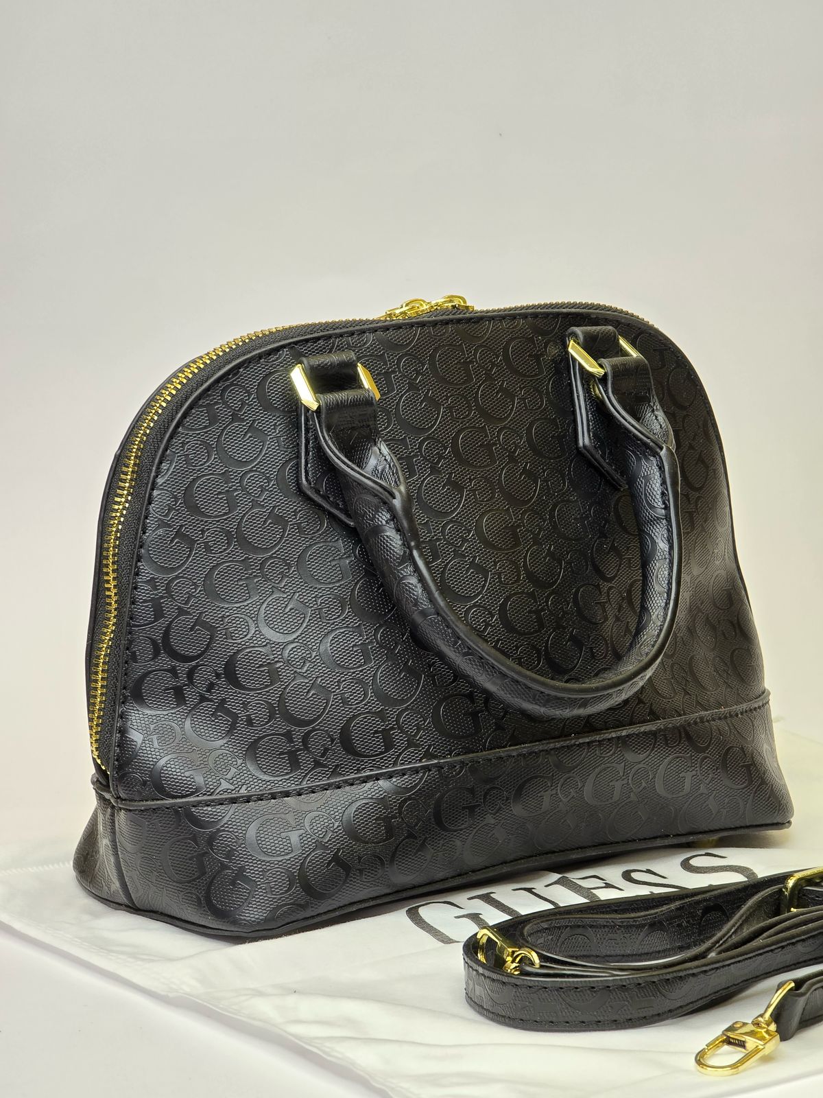 GU Dome Satchel Black Monogram Bag For Women #125