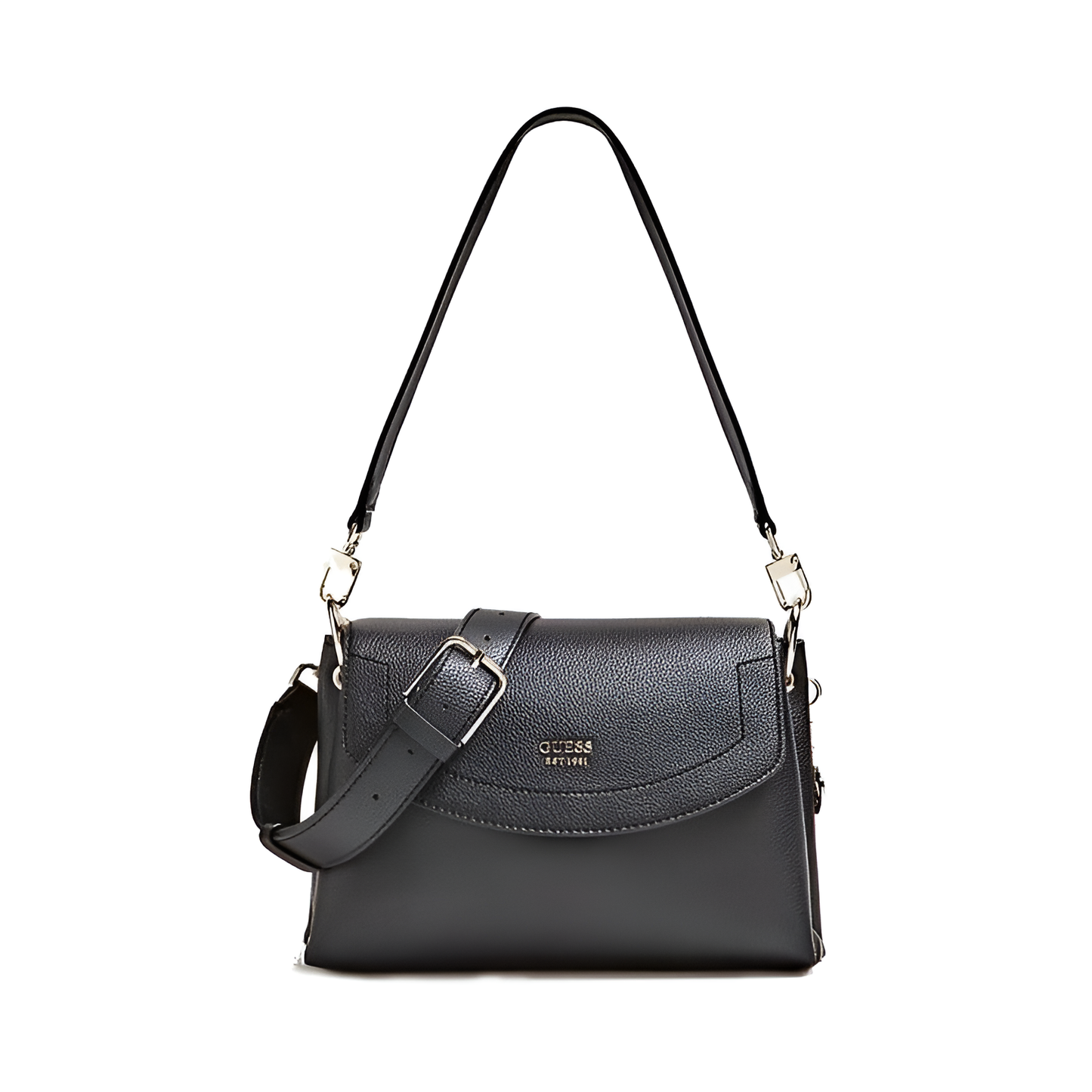 GU Black Leather Shoulder Bag For Women 73#