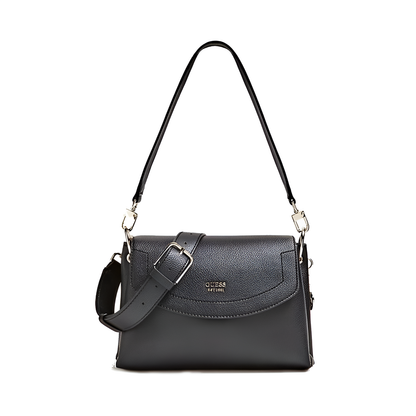 GU Black Leather Shoulder Bag For Women 73#