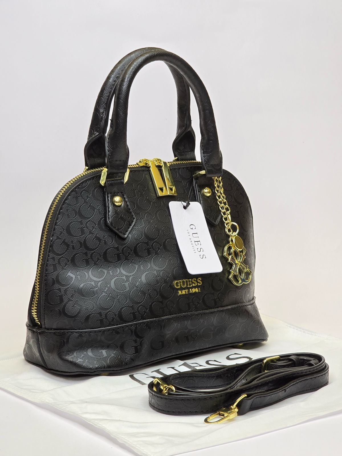 GU Dome Satchel Black Monogram Bag For Women #125