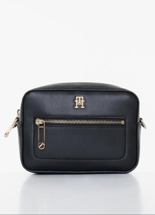 TH Black Leather Crossbody Bag