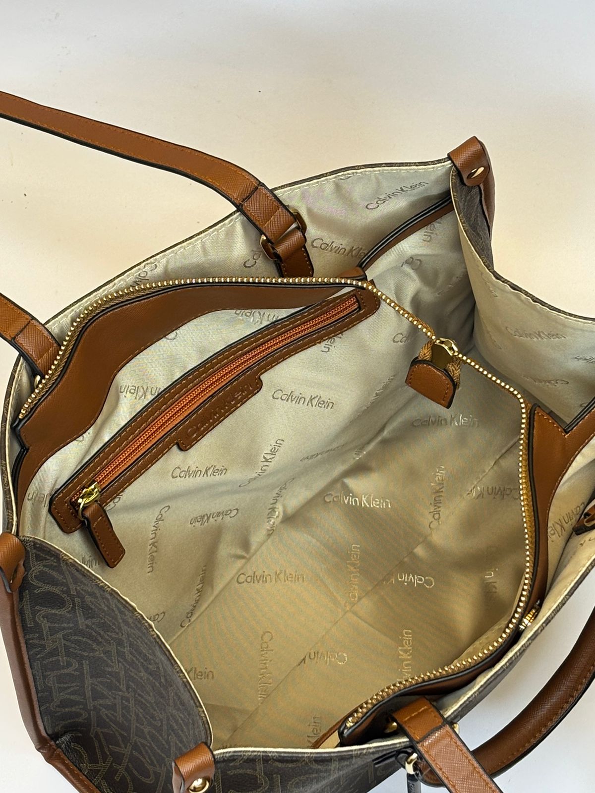 CK Brown Monogram Leather Bag For Women #11