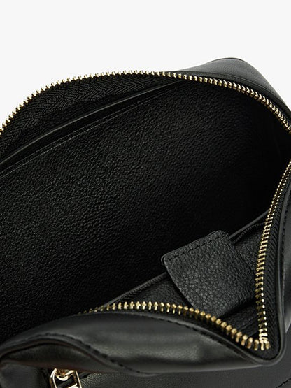 TH Black Leather Crossbody Bag