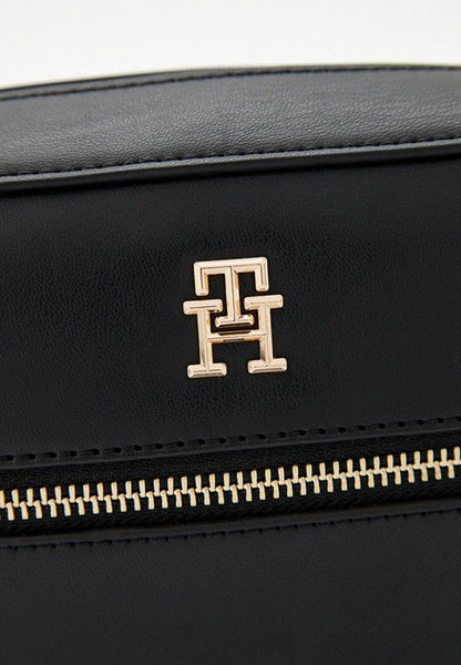 TH Black Leather Crossbody Bag