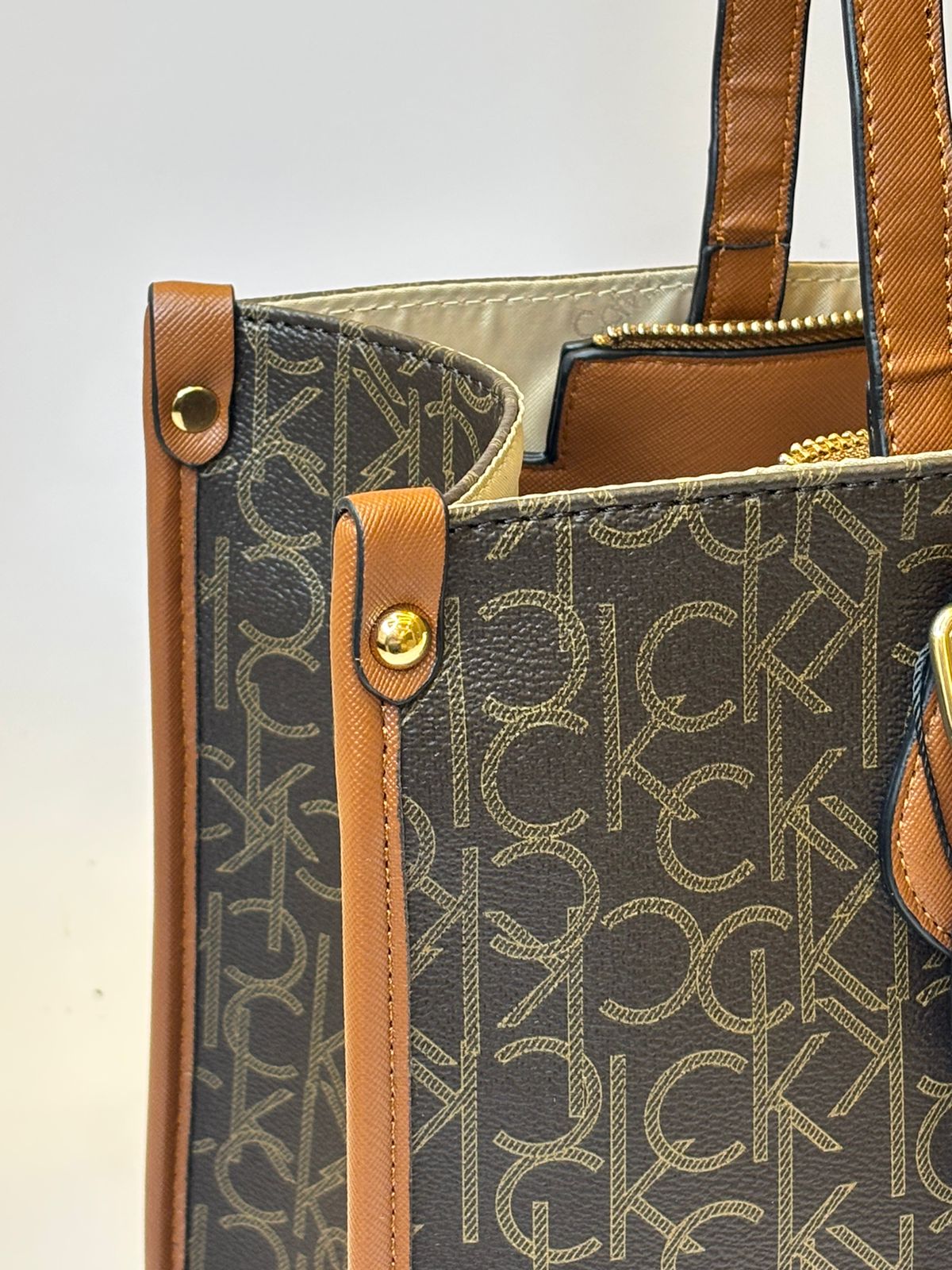 CK Brown Monogram Leather Bag For Women #11