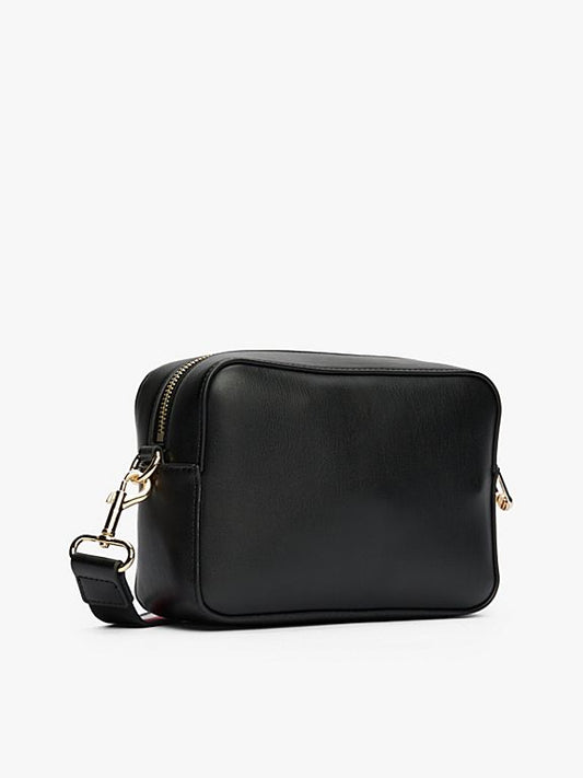 TH Black Leather Crossbody Bag