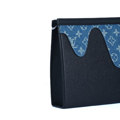 LV x Nigo Denim & Leather Clutch Bag