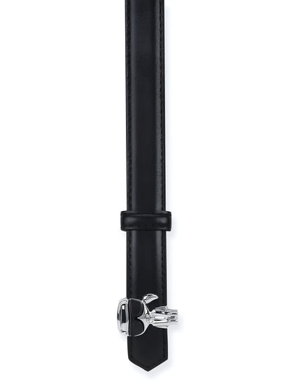 KL Black Leather Karlito Figure Belt For Women 27#