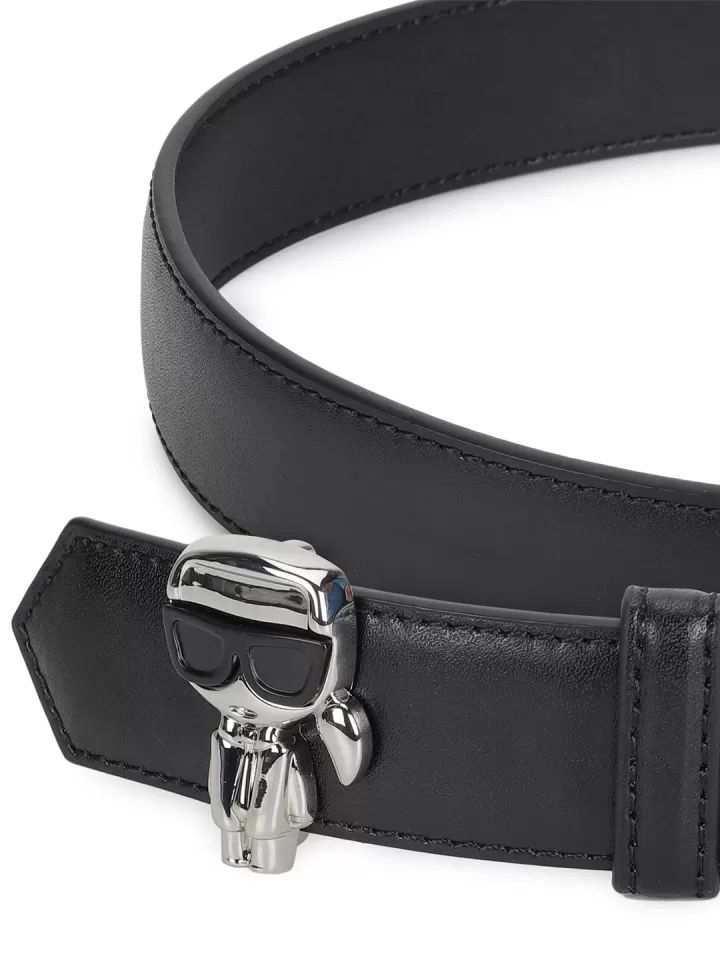 KL Black Leather Karlito Figure Belt For Women 27#