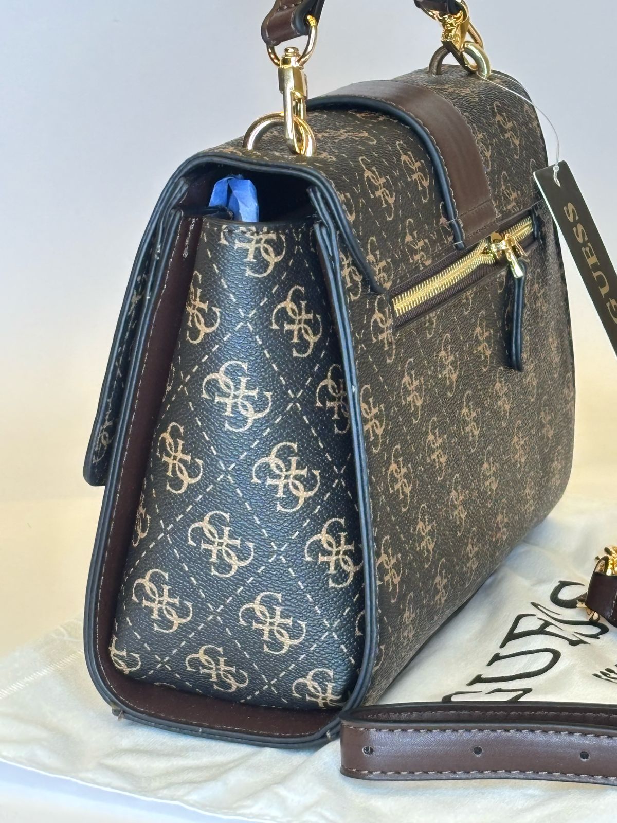 GU  Monogram Flap Satchel Bag For Women 80#