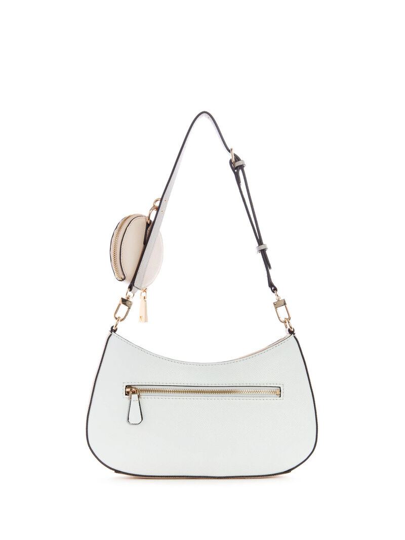 GUESS Alexie Top Zip Shoulder Bag – White #50