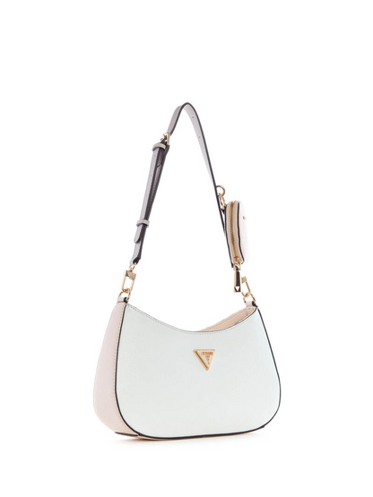 GUESS Alexie Top Zip Shoulder Bag – White
