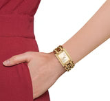 Guess W0072L1 Women’s Watch – Gold-Tone Stainless Steel Bracelet & Crystal-Accented Dial | 28mm Rectangle Quartz Elegant Timepiece