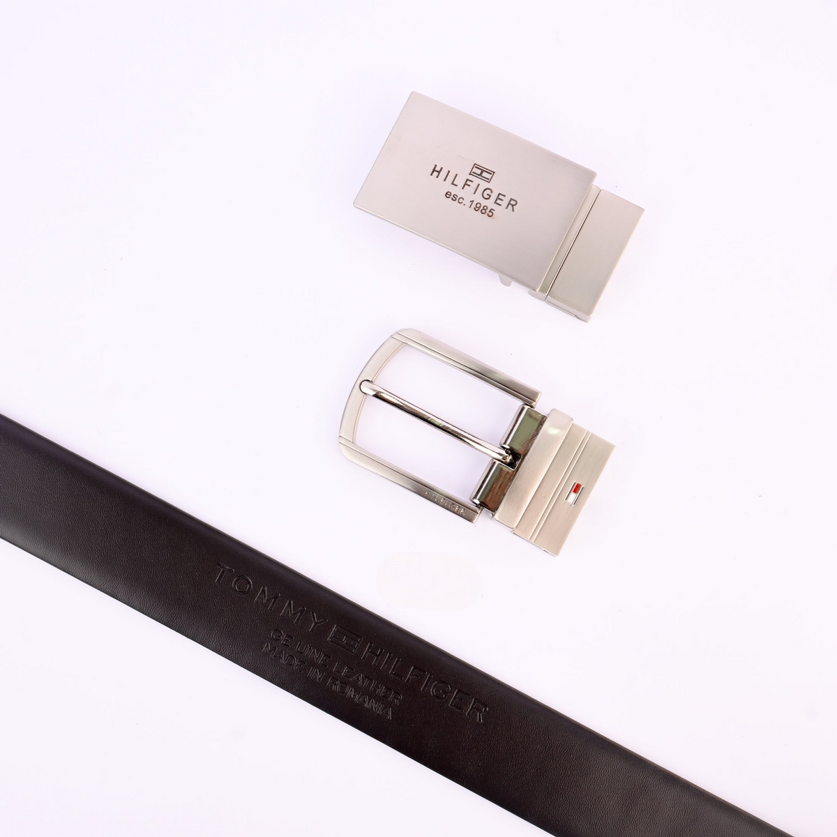 Tommy Hilfiger Men's Reversible Genuine Leather Belt Set with 2 Interchangeable Buckles #01