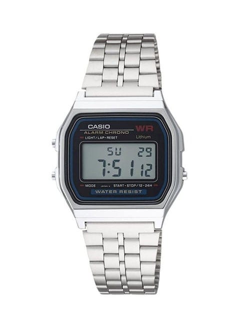 Casio Men’s Digital Watch A159WA-N1DF – Stainless Steel Silver Strap, Square Vintage Design, Quartz Movement