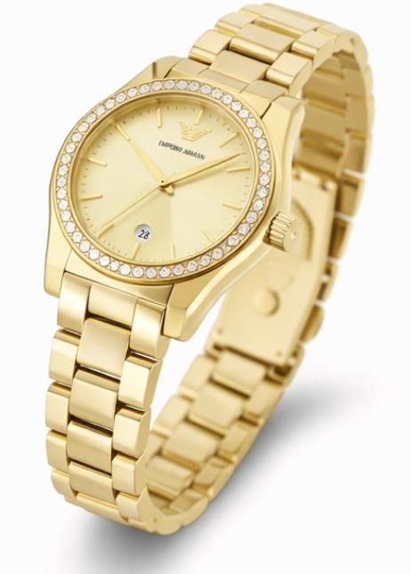 Emporio Armani Federica AR11607 Women’s Watch – Gold Stainless Steel Bracelet & Crystal Bezel | 32mm Quartz Luxury Timepiece